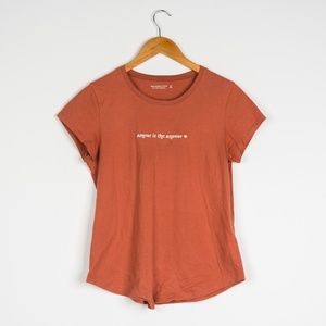 Abercrombie & Fitch Amour Is The Answer Rusty Peach Front Tie T-Shirt Medium